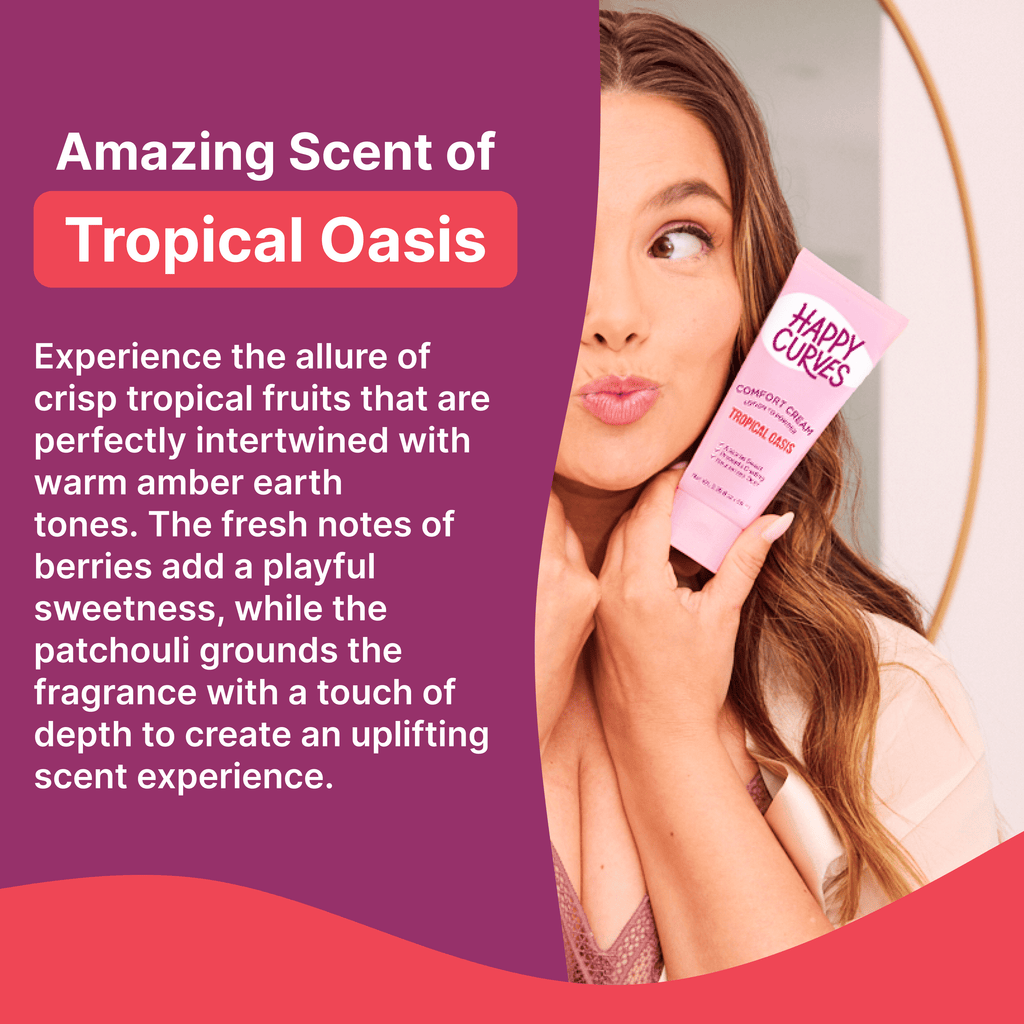 Happy Curves Comfort Cream - Aluminum-Free Whole Body Deodorant for Women, Tropical Oasis (3-Pack, 2.25 Oz Each)