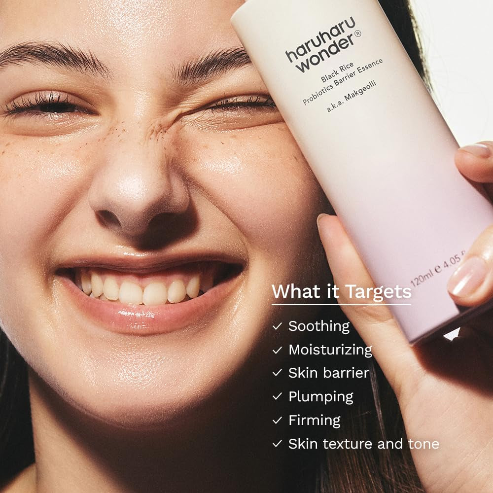 Wonder Black Rice Probiotics Barrier Essence, Skin Flooding & Layering, Strengthens Skin Barrier, Moisturizes, Glowy Radiant Skin, Ceramide & Panthenol, 4.05 Fl.Oz