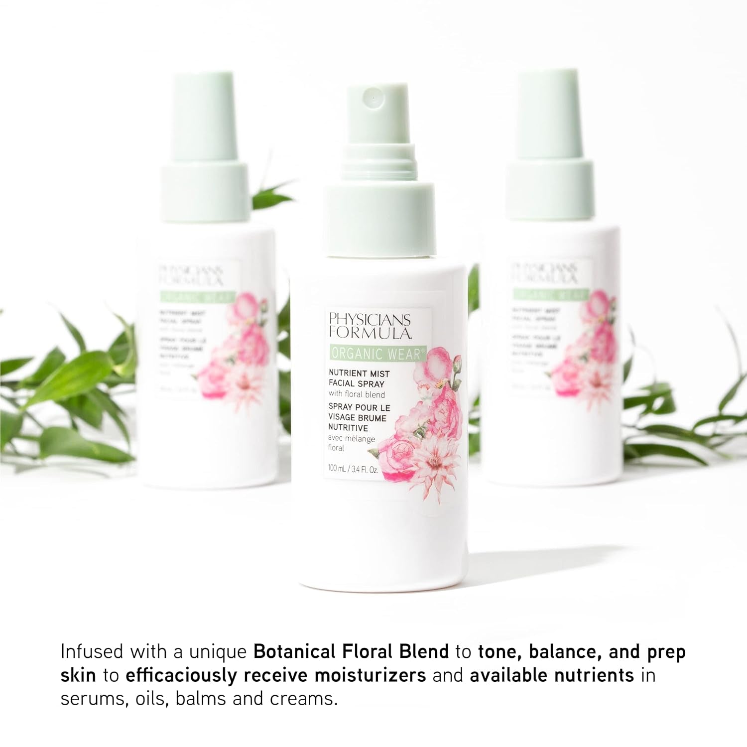 Organic Wear Nutrient Mist Facial Spray, Botanical Infused, Dermatologist Approved, Vegan, Gluten Free, Tone, Balance, and Prep Skin