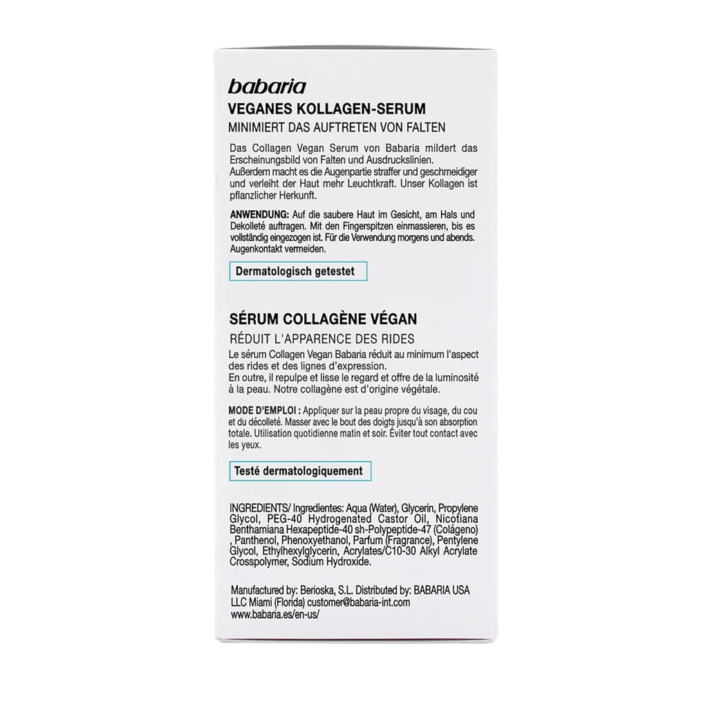 Collagen Vegan Serum - Face Serum Made from Wild Plants - Skin Care for Skin Elasticity and Firmness - Anti-Aging Serum for Face - 1 Oz