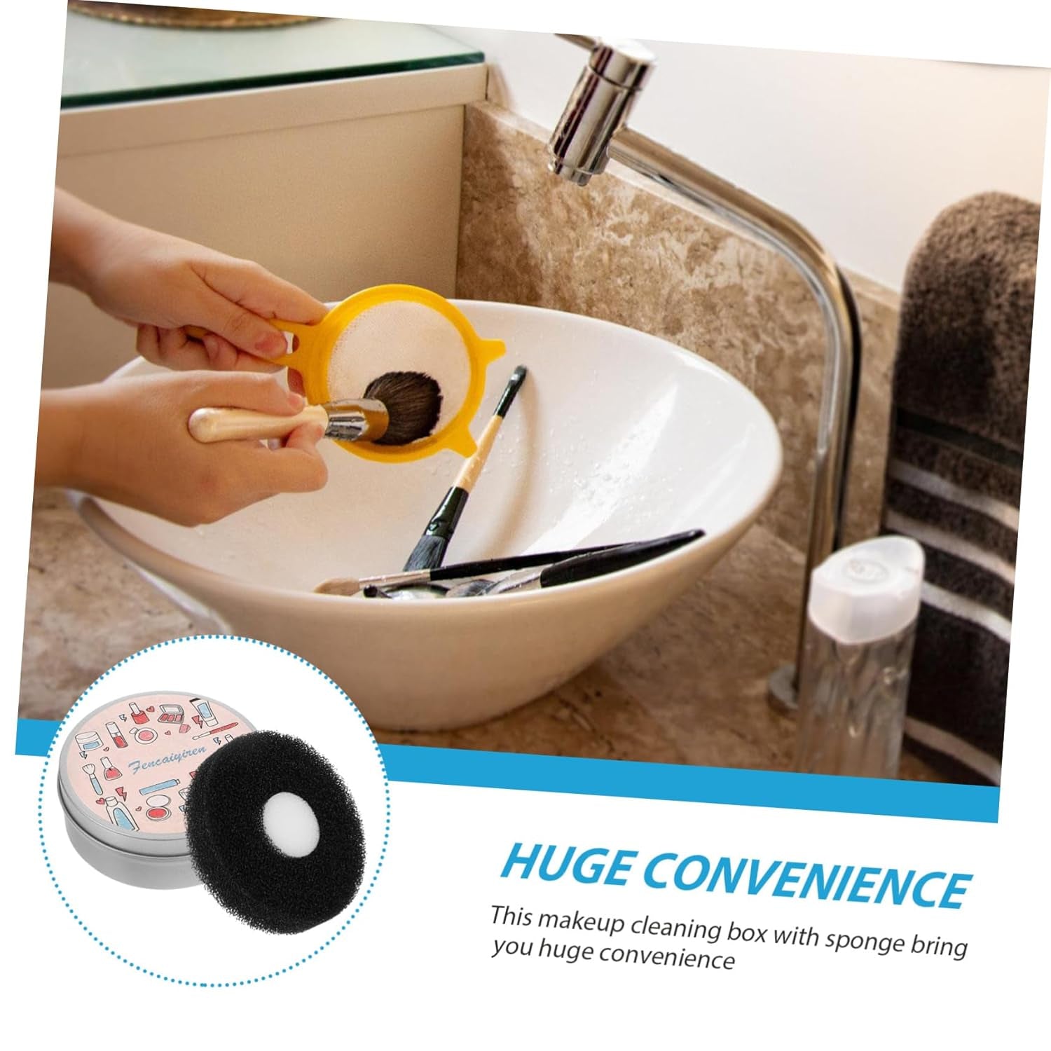Makeup Brush Cleaning Box Sponges Brush Cleaner Rinsing Box for Women Makeup Cleaning Tools and Supplies