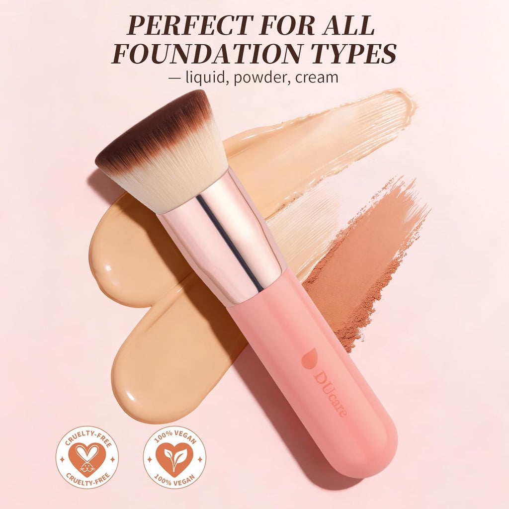 Foundation Brush for Liquid Makeup,Flat Top Kabuki Foundation Brushes - Premium Makeup Brush for Liquid, Cream, Powder,Buffing, Blending,Pink