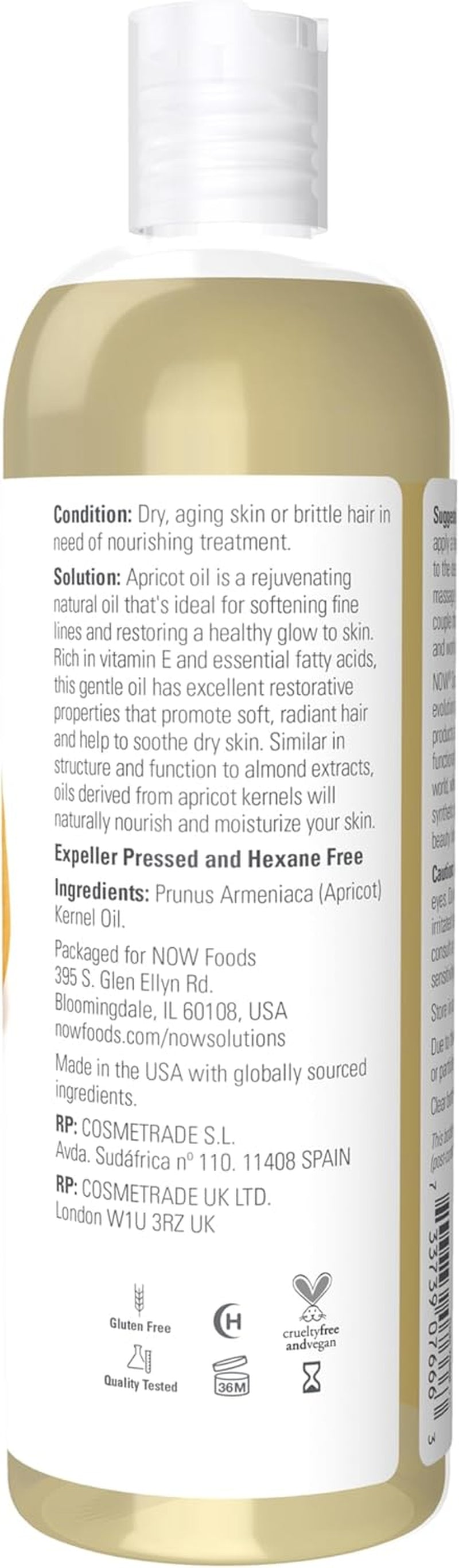 Solutions, Apricot Kernel Oil, Hair Moisturizer, Rejuvenating Skin Oil, Softens Fine Lines, 16-Ounce