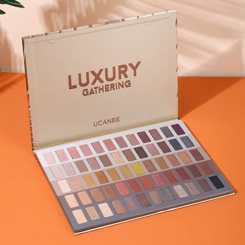 Luxury Gathering Neutral Eyeshadow Makeup Palette, Naked Shimmer Matte Metallic Glitter Subtle Eyes Shadow,High Pigmented Nudes Creamy Smokey Pallet Set