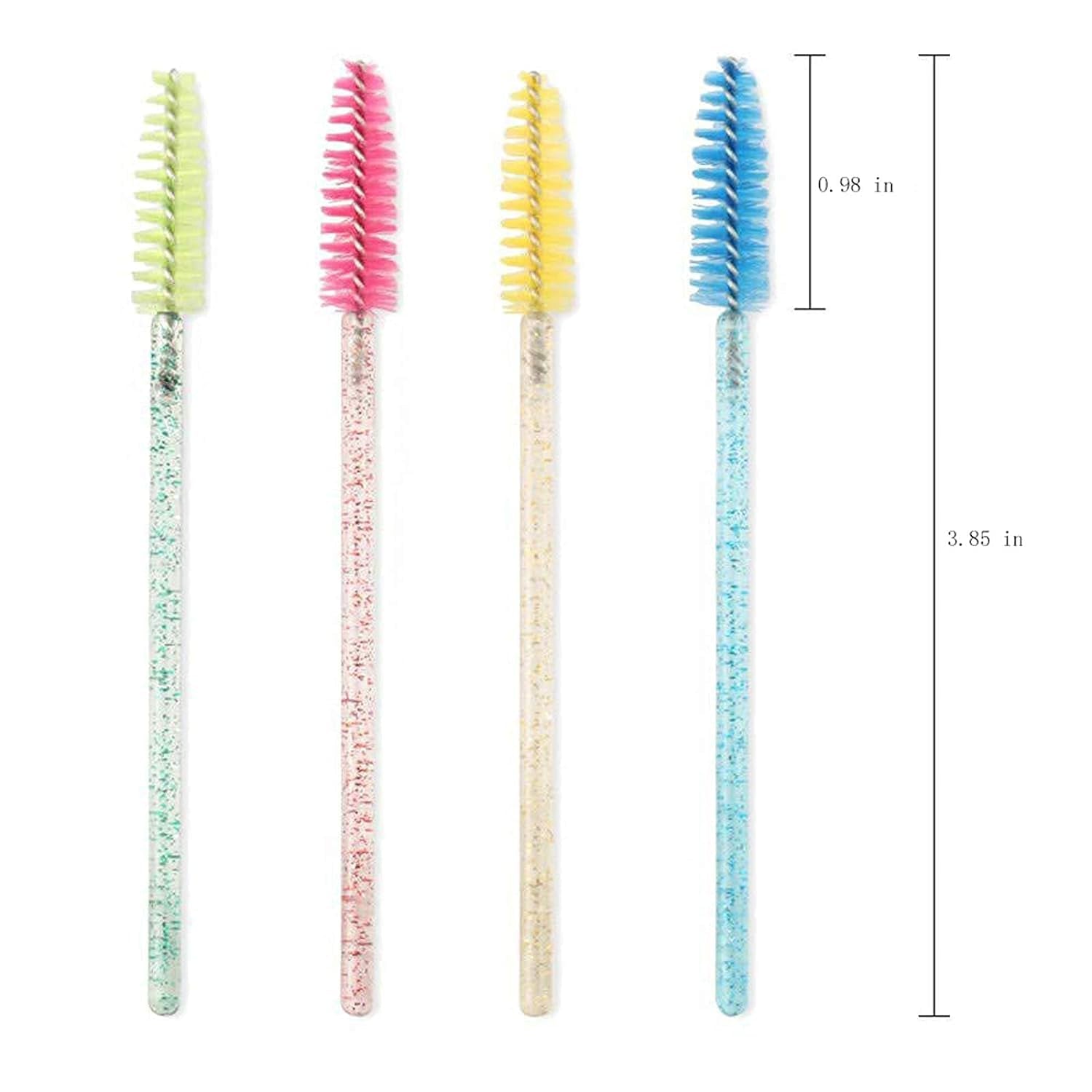 100 Pcs Crystal Eyelash Brush - Glitter Mascara Wands, Spoolies for Eyelash Extensions, Professional Eyebrow Spoolie Brush, Sparkling Makeup Applicator Tool (Crystal Blue)