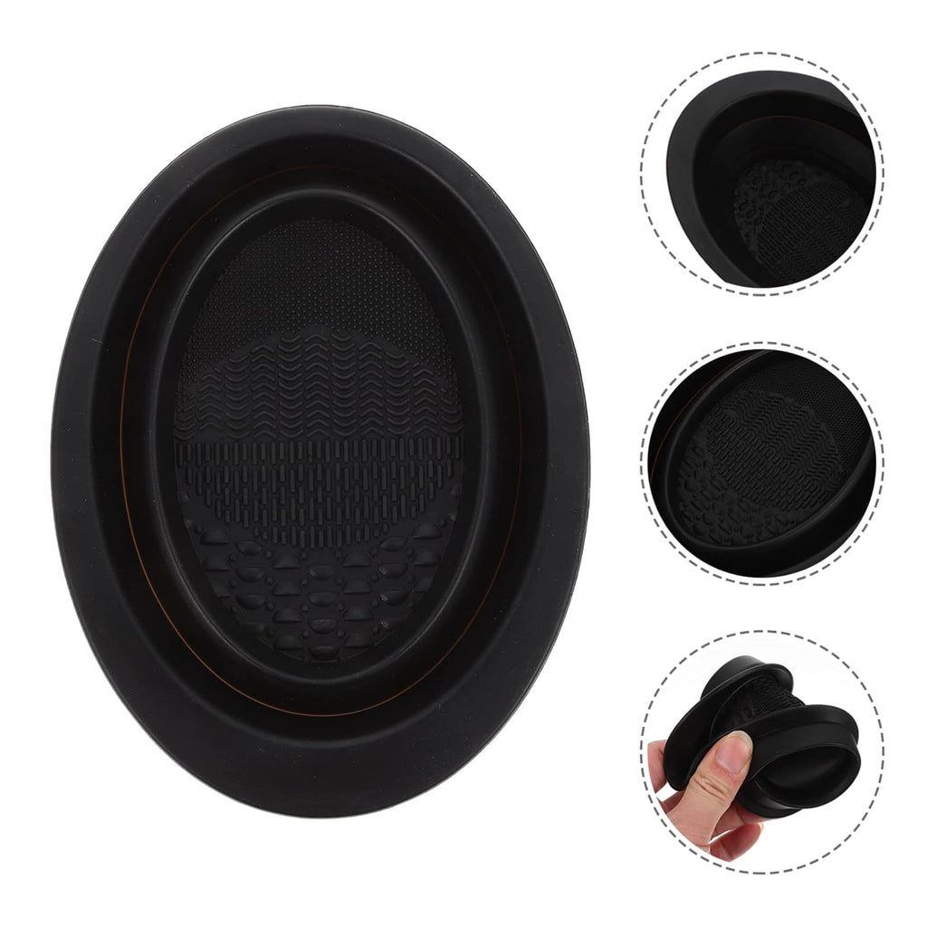 Silicone Makeup Brush Cleaning Pad and Bowl 5.78X4.33 Inch Handheld Beauty Tool Cleaner for Eyeshadow Brow Brushes and Makeup Accessories