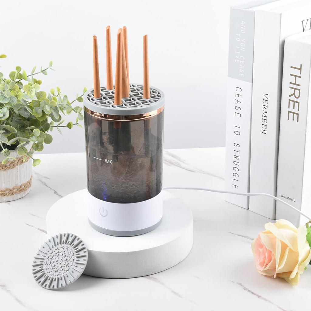 Electric Makeup Brush Cleaner, Makeup Brush Cleaner, Pro Cosmetic Brush Cleaner, Automatic Spinning Makeup Brush Cleaner, Beauty Blender Cleaner Fit for All Size Makeup Brush