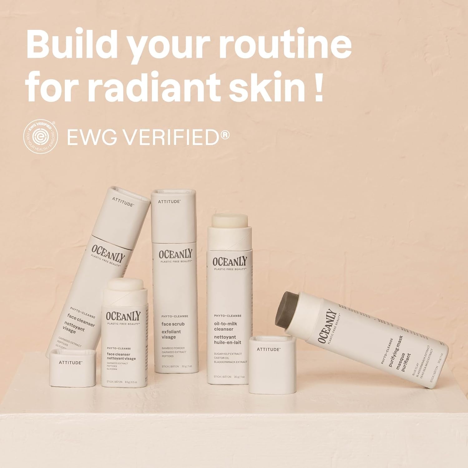 Oceanly Face Mask Stick, EWG Verified, Plastic-Free, Plant and Mineral-Based Ingredients, Vegan and Cruelty-Free Beauty Products, PHYTO CLEANSE, Unscented, 1 Ounce