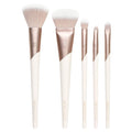 Luxe Natural Elegance Professional Face Makeup & Foundation Brush Set, Premium Brush Kit for Face, Cheek, & Eye Makeup, Synthetic Makeup Brushes, Vegan & Cruelty-Free, 5 Piece Set