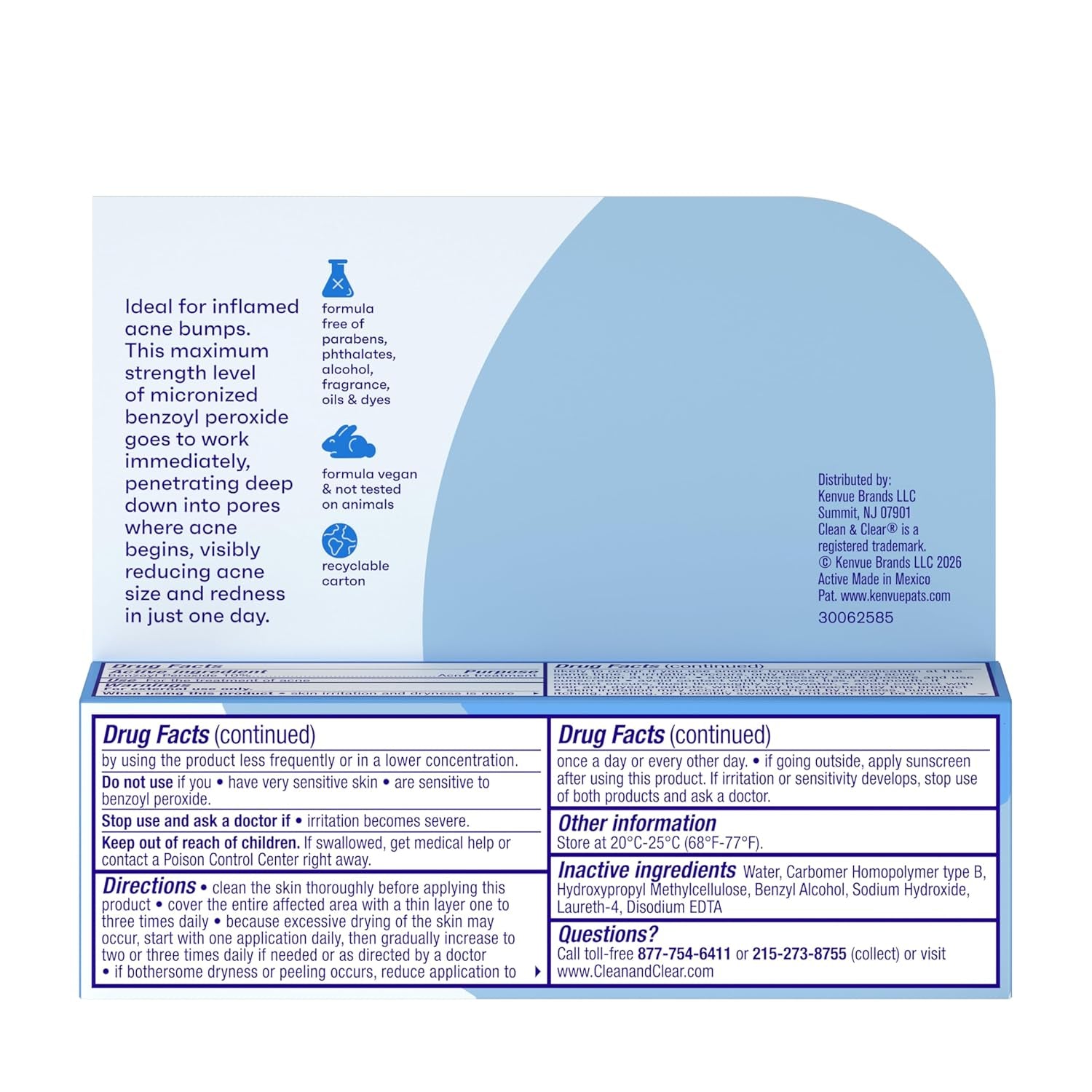 Persa-Gel 10 Oil-Free Acne Spot Treatment with Maximum Strength 10% Benzoyl Peroxide, Topical Pimple Cream Visibly Reduces Acne in One Day, Fragrance-Free, 1 Fl. Oz