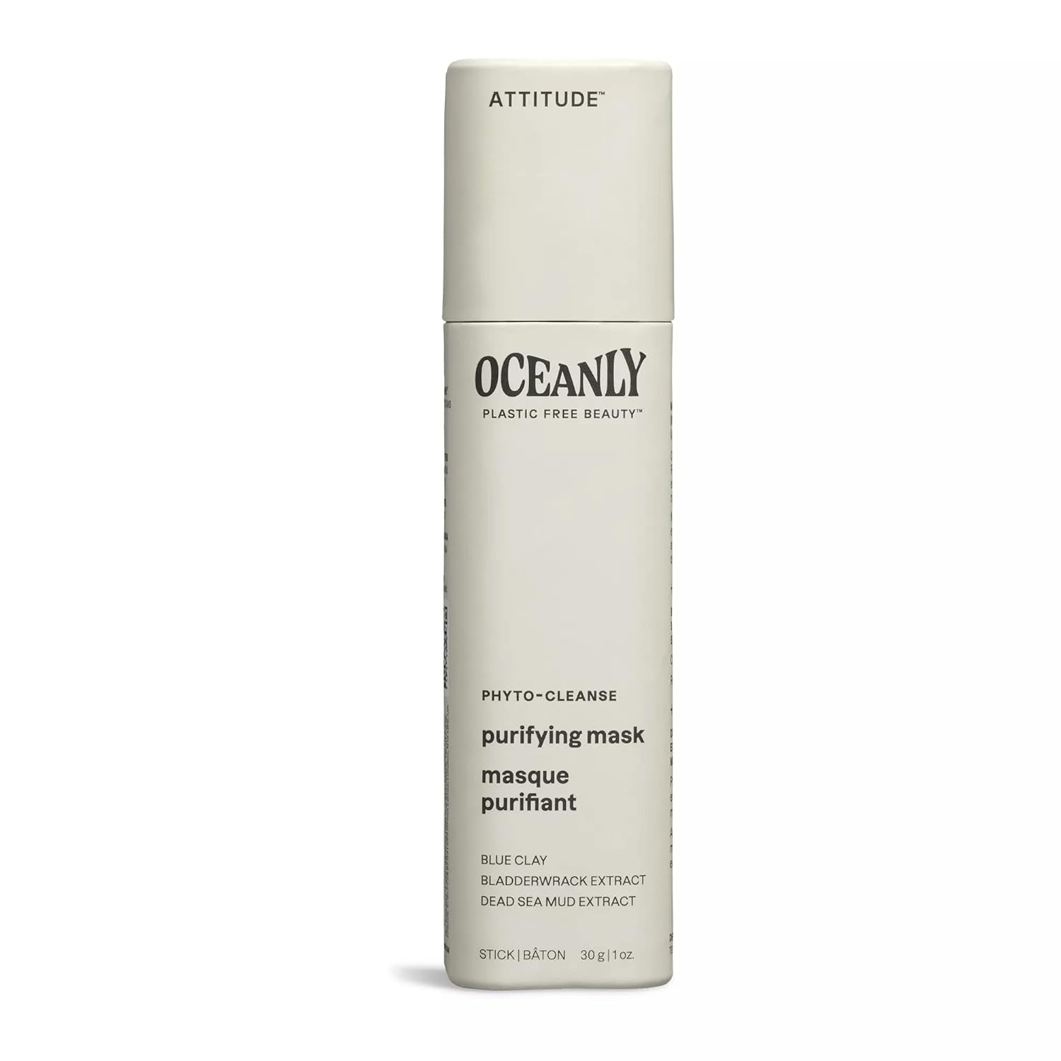 Oceanly Face Mask Stick, EWG Verified, Plastic-Free, Plant and Mineral-Based Ingredients, Vegan and Cruelty-Free Beauty Products, PHYTO CLEANSE, Unscented, 1 Ounce