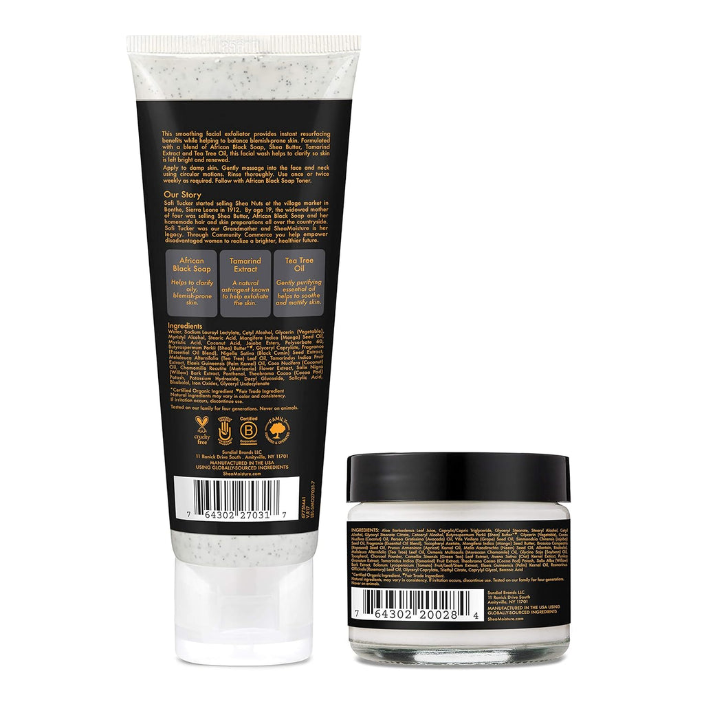 Sheamoisture African Black Soap Scrub & Lotion Cleanser & Scrub and Lotion Duo Blemish Prone Skin Clarifying 2 Count