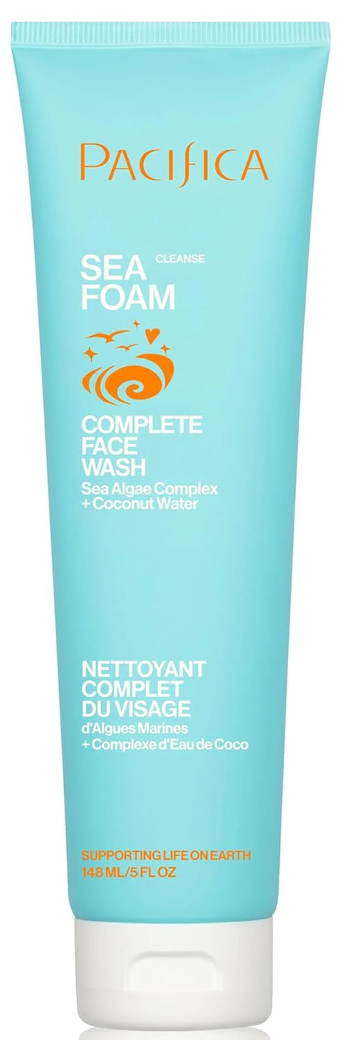 Beauty Sea Foam Face Wash, Daily Gentle Foaming Cleanser, with Coconut Water + Sea Algae, Removes Makeup, for Combination and Oily Skin, Vegan & Cruelty Free