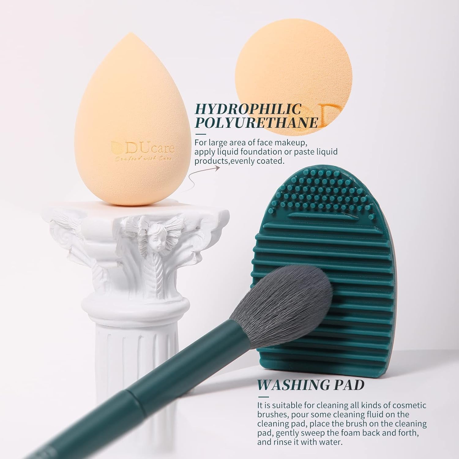 Makeup Gift Set 19 Pcs,17Pcs Brushes Brush 1Pc Cleaning Mat and 1Pc Makeup Sponge Professional Face Powder Eye Shadow Powder Liquid Brushes