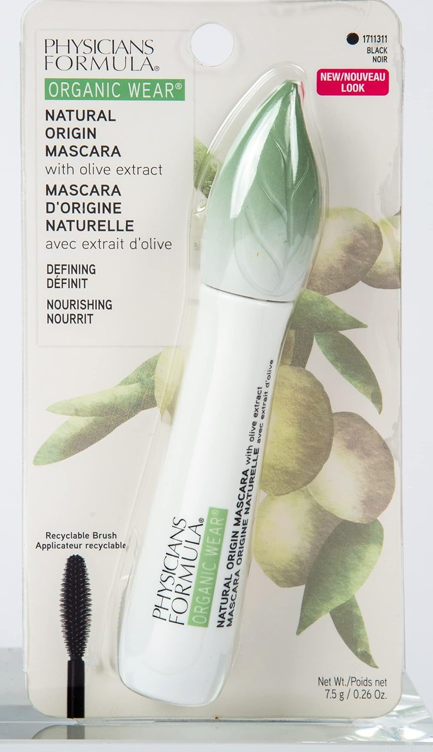 Organic Wear Lash-Boosting All Natural Mascara, Lifts, Lengthens, for Sensitive Eyes, Dermatologist Tested - Natural Origin Black