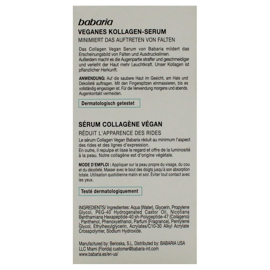 Collagen Vegan Serum - Face Serum Made from Wild Plants - Skin Care for Skin Elasticity and Firmness - Anti-Aging Serum for Face - 1 Oz