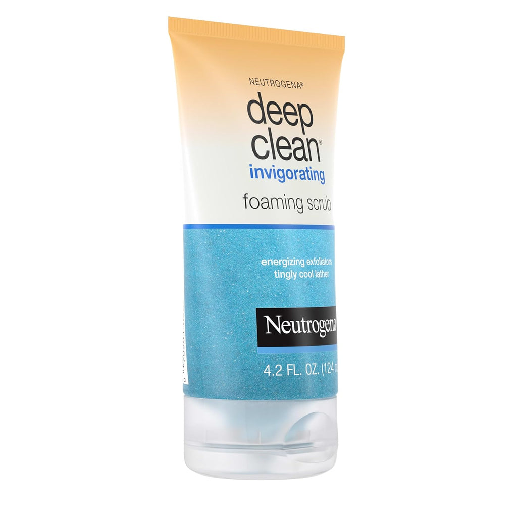 Deep Clean Invigorating Foaming Daily Exfoliating Facial Scrub with Glycerin, Gentle, Cooling & Exfoliating Gel Face Wash to Remove Impurities, Dirt, Oil & Makeup, 4.2 Fl. Oz