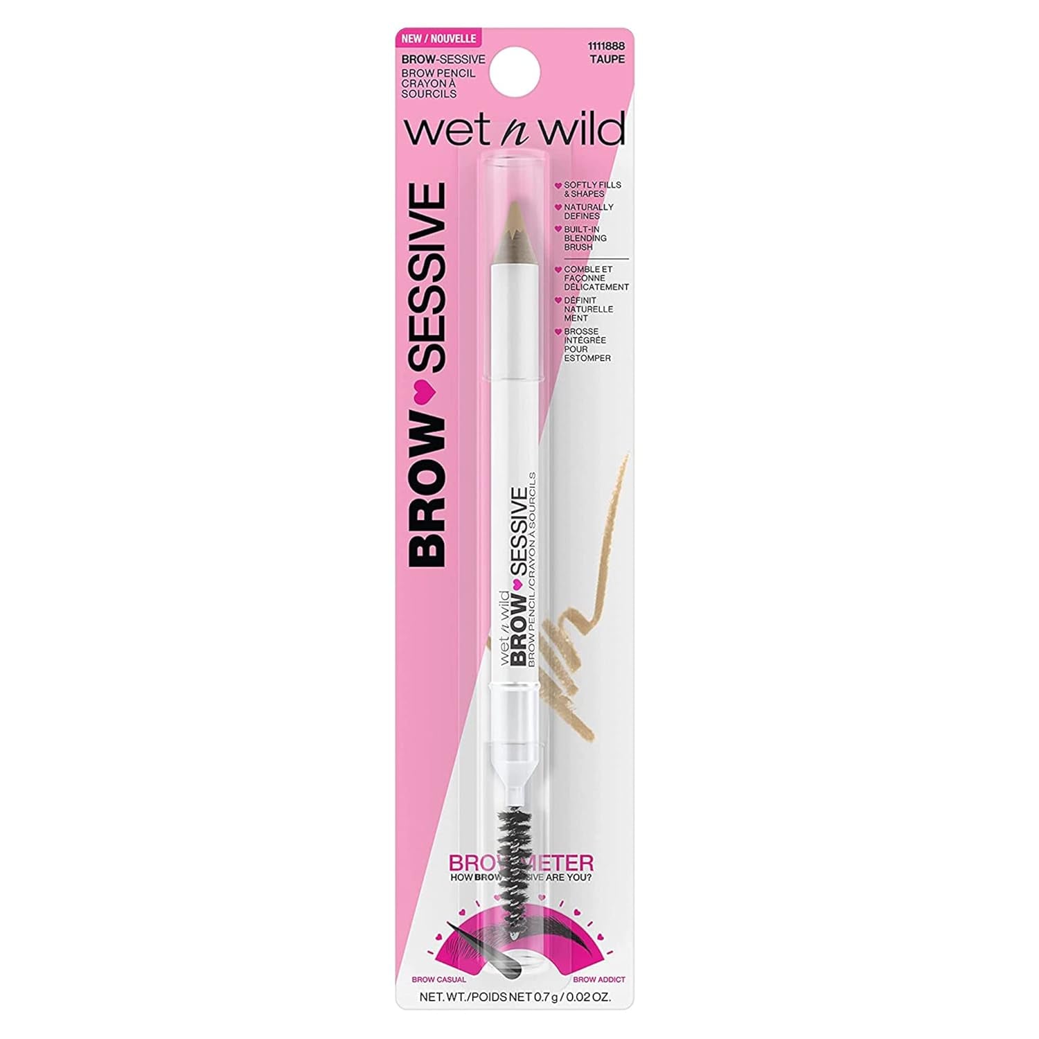 Brow-Sessive Brow Pencil, Ultra-Precise Dual Ended Spoolie Brush for Perfect Buidlable Blendable Shaping, Natural Lasting Shades for Every Brow, Cruelty-Free & Vegan - Taupe(Packaged)