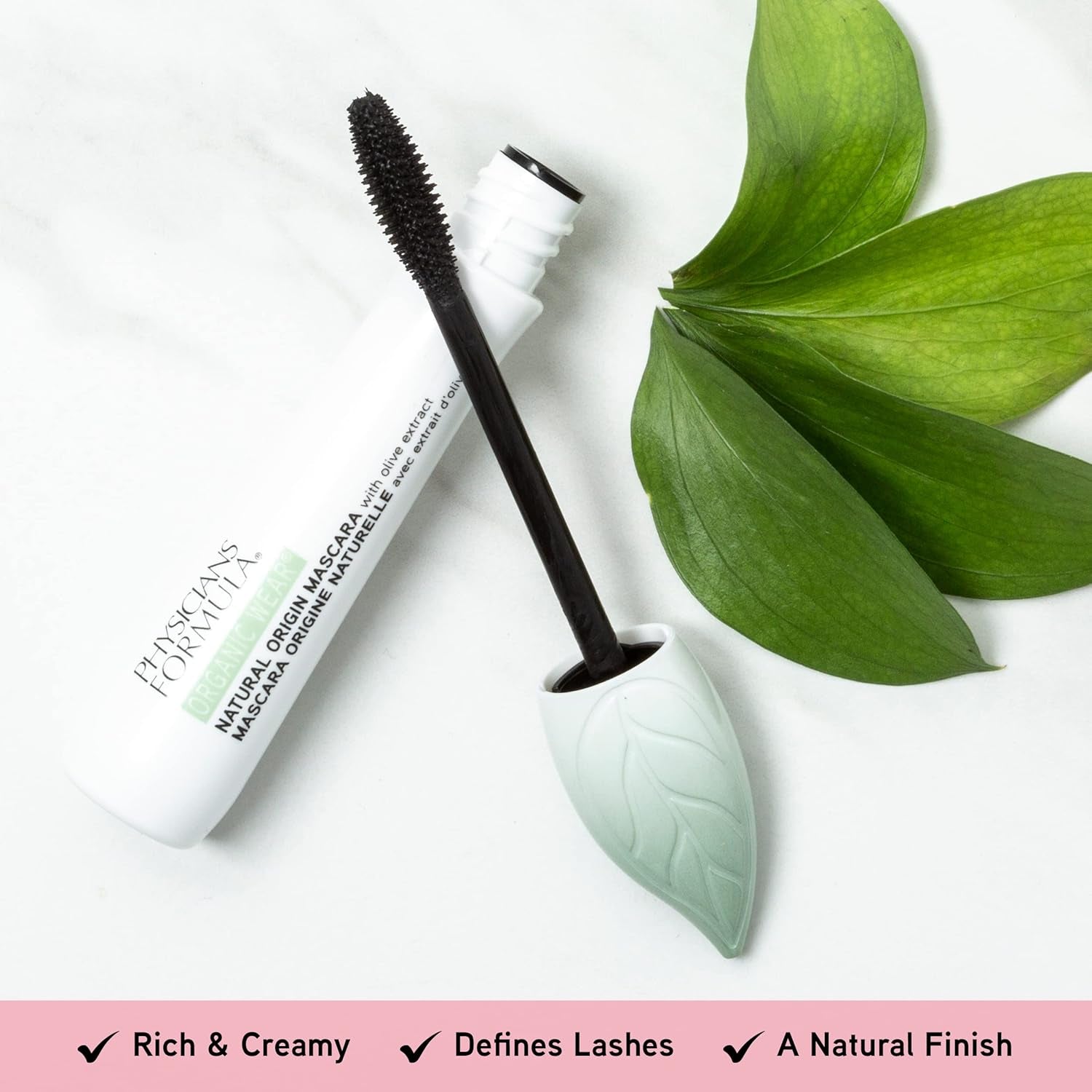 Organic Wear Lash-Boosting All Natural Mascara, Lifts, Lengthens, for Sensitive Eyes, Dermatologist Tested - Natural Origin Black