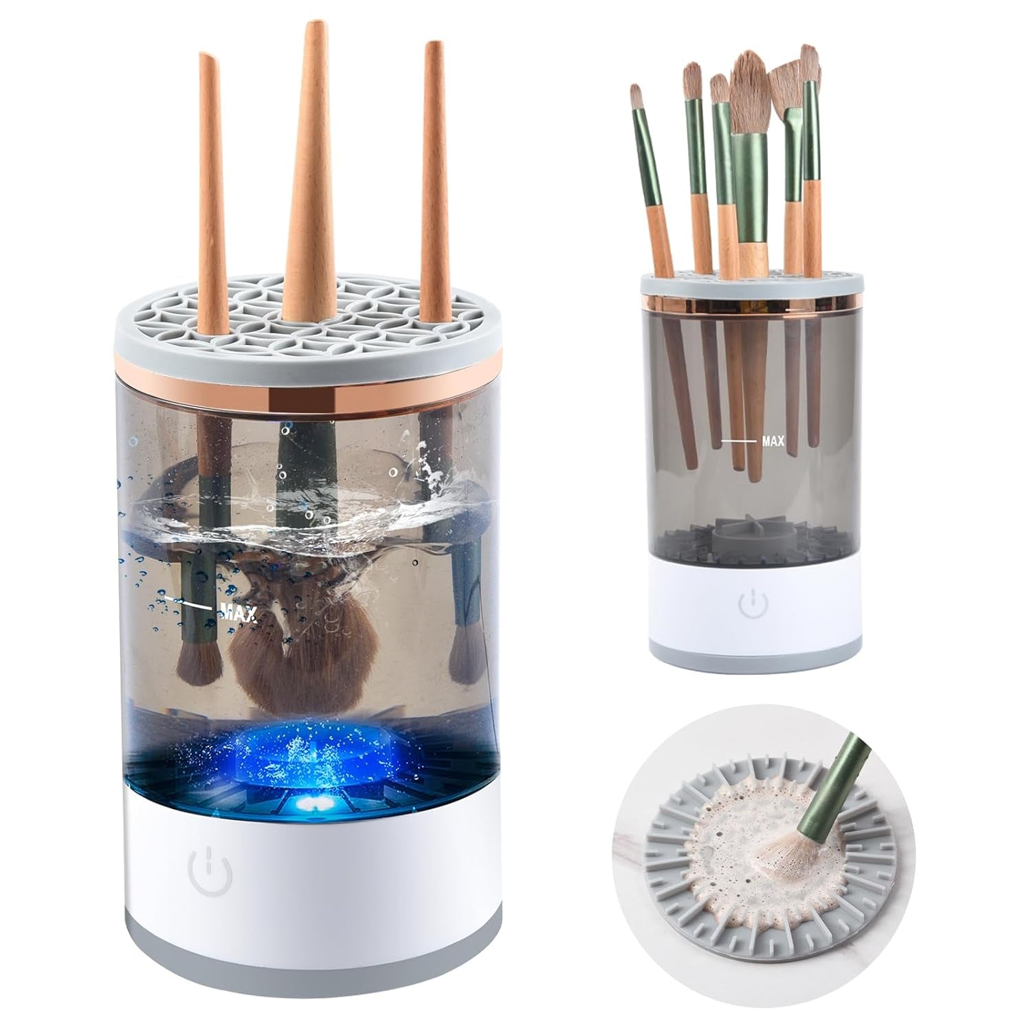 Electric Makeup Brush Cleaner, Makeup Brush Cleaner, Pro Cosmetic Brush Cleaner, Automatic Spinning Makeup Brush Cleaner, Beauty Blender Cleaner Fit for All Size Makeup Brush