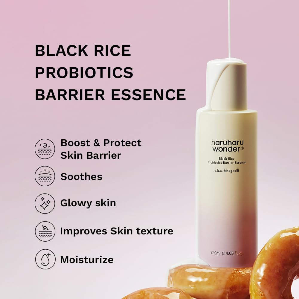 Wonder Black Rice Probiotics Barrier Essence, Skin Flooding & Layering, Strengthens Skin Barrier, Moisturizes, Glowy Radiant Skin, Ceramide & Panthenol, 4.05 Fl.Oz