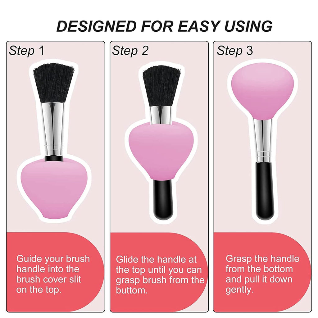 3Pcs Makeup Brush Cover Protector, Silicone Brush Organizer Case for Makeup Storage and Makeup Bag, Reusable Brush Holders for Travel ()