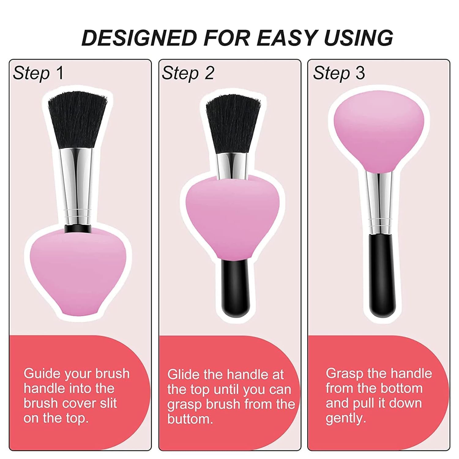 3Pcs Makeup Brush Cover Protector, Silicone Brush Organizer Case for Makeup Storage and Makeup Bag, Reusable Brush Holders for Travel ()