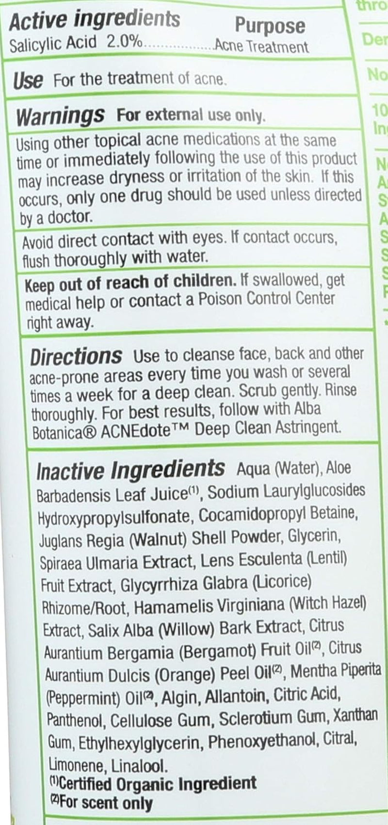 Acnedote Maximum Strength Face & Body Scrub for Acne Treatment, Blackhead Scrub, 8 Oz