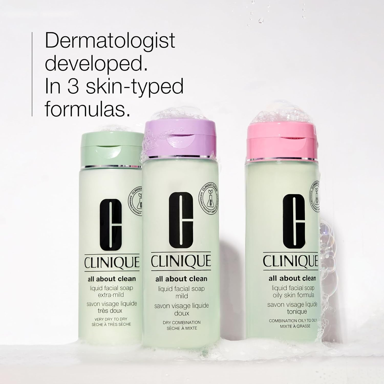 Clinique 3-Step All about Clean Liquid Gentle Facial Cleanser Soap for Dry Combination Skin | Type 2