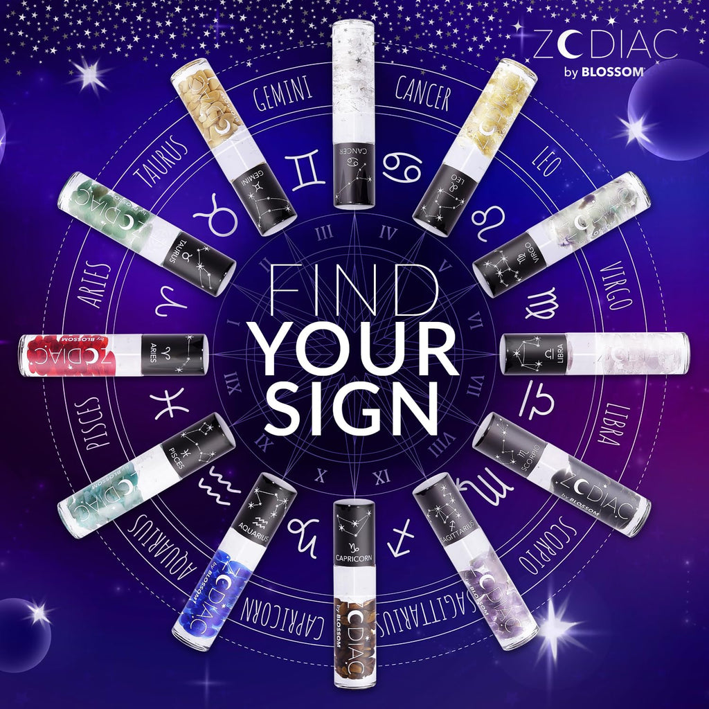 Lip Gloss Zodiac Sign Vanilla Scented Roll-On Lip Gloss, Moisturizing + Hydrating with Zodiac Crystals, Made in USA, 0.20Oz, Virgo