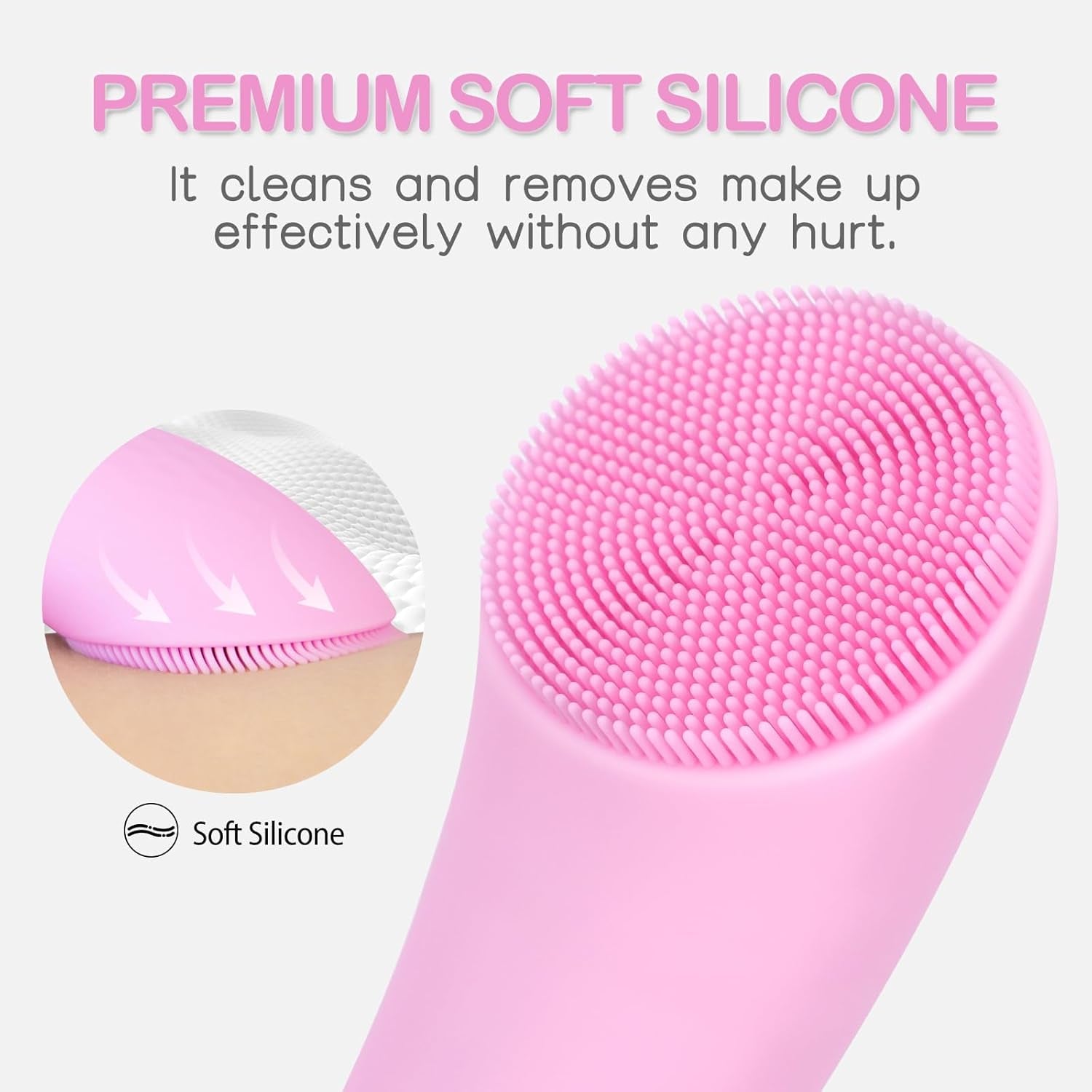 Facial Cleansing Brush, Rechargeable Silicone Face Scrubber with Heat Massage End, Vibrating Exfoliator Scrubber for Deep Cleaning, Waterproof Face Brush for Women and Men (Pink)