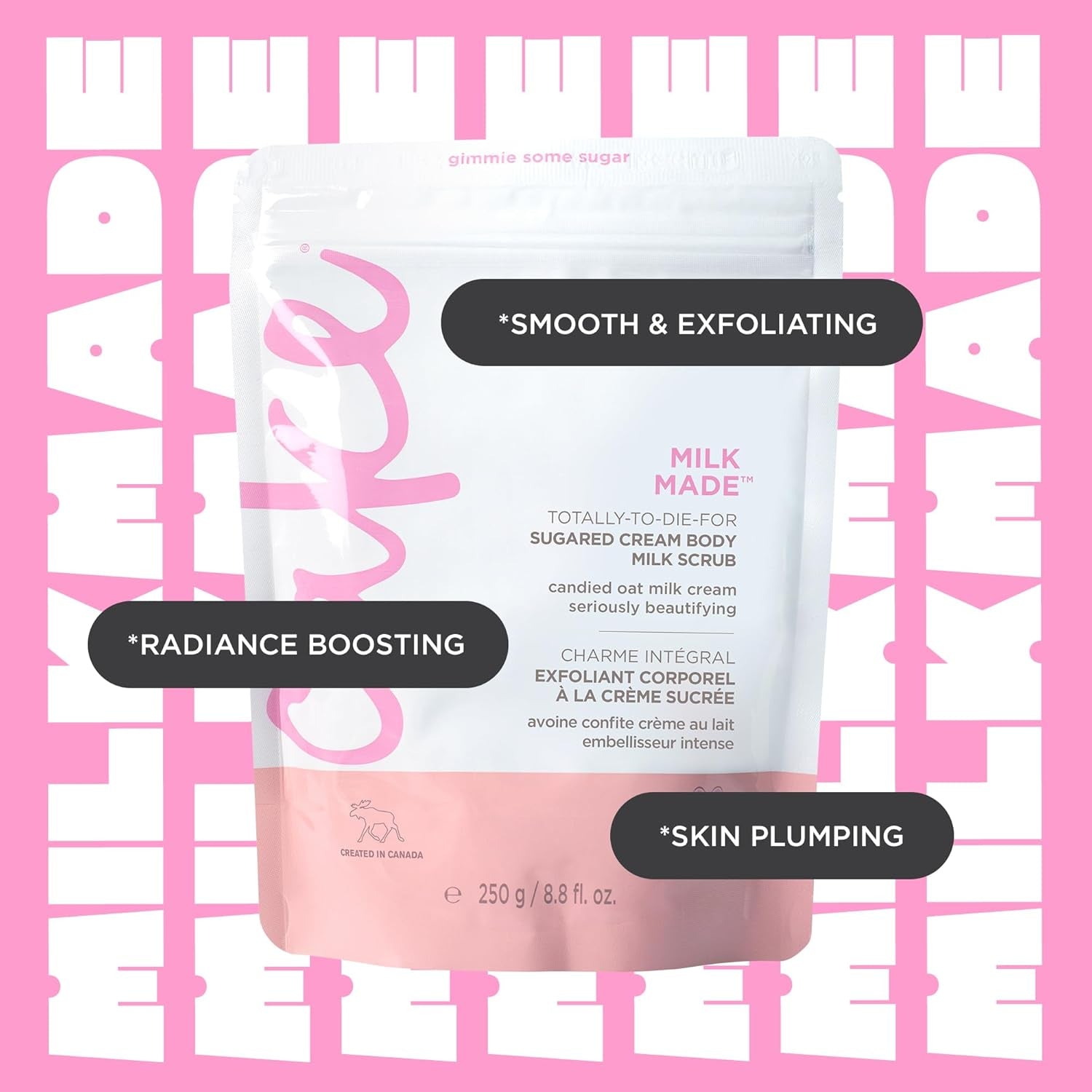 Milk Made Vegan Body Sugar Scrub- Shea Butter, Candied Oat Milk & Marshmallow Root Extract - Gentle Exfoliating Hand, Leg, Foot & Body Sugar Soap Scrub & Moisturizing Shower Wash for Women