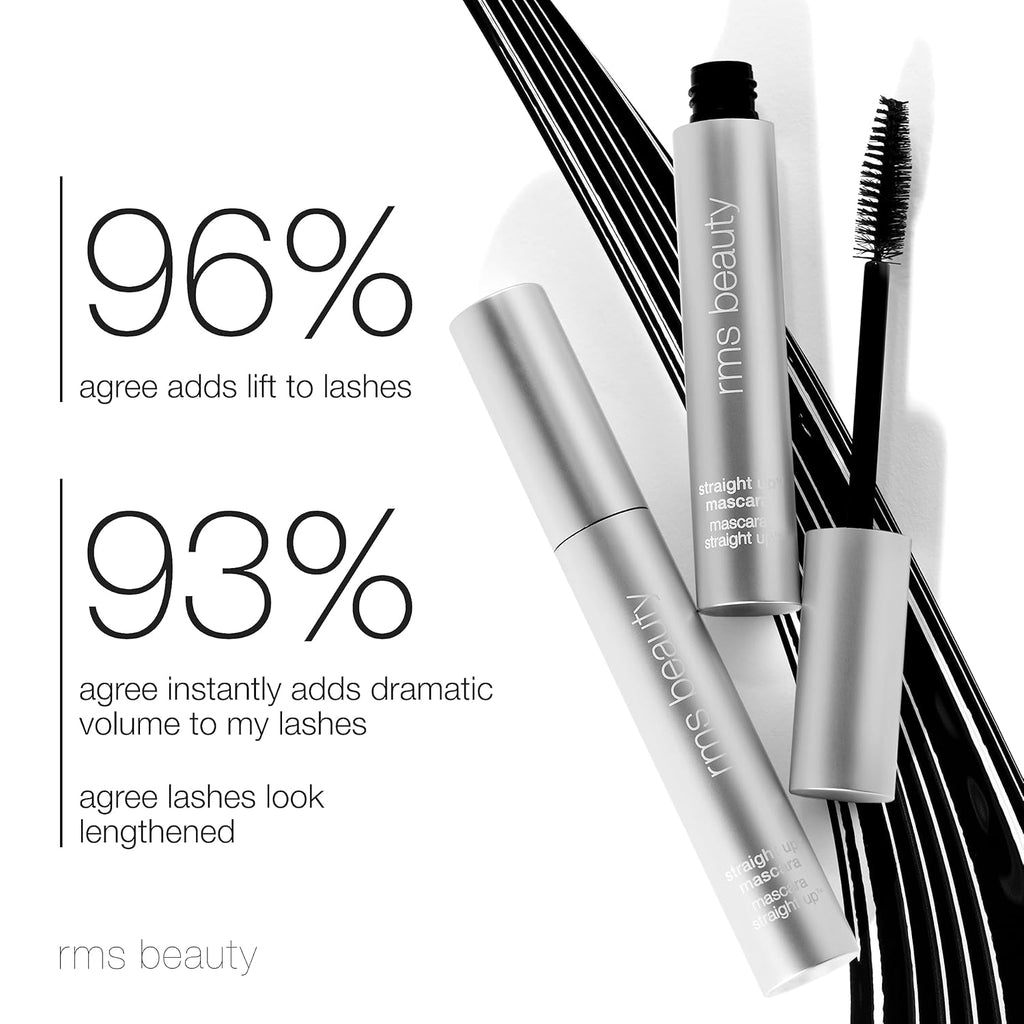 Straight up Volumizing Peptide Mascara – Clean, Long-Wearing Black Mascara – 12-Hour Lift & Volume – Smudge-Free & Flake-Free – Ophthalmologist Tested – 0.34 Oz