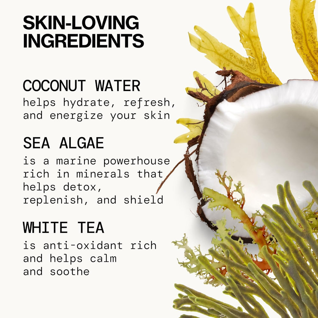 Beauty Sea Foam Face Wash, Daily Gentle Foaming Cleanser, with Coconut Water + Sea Algae, Removes Makeup, for Combination and Oily Skin, Vegan & Cruelty Free