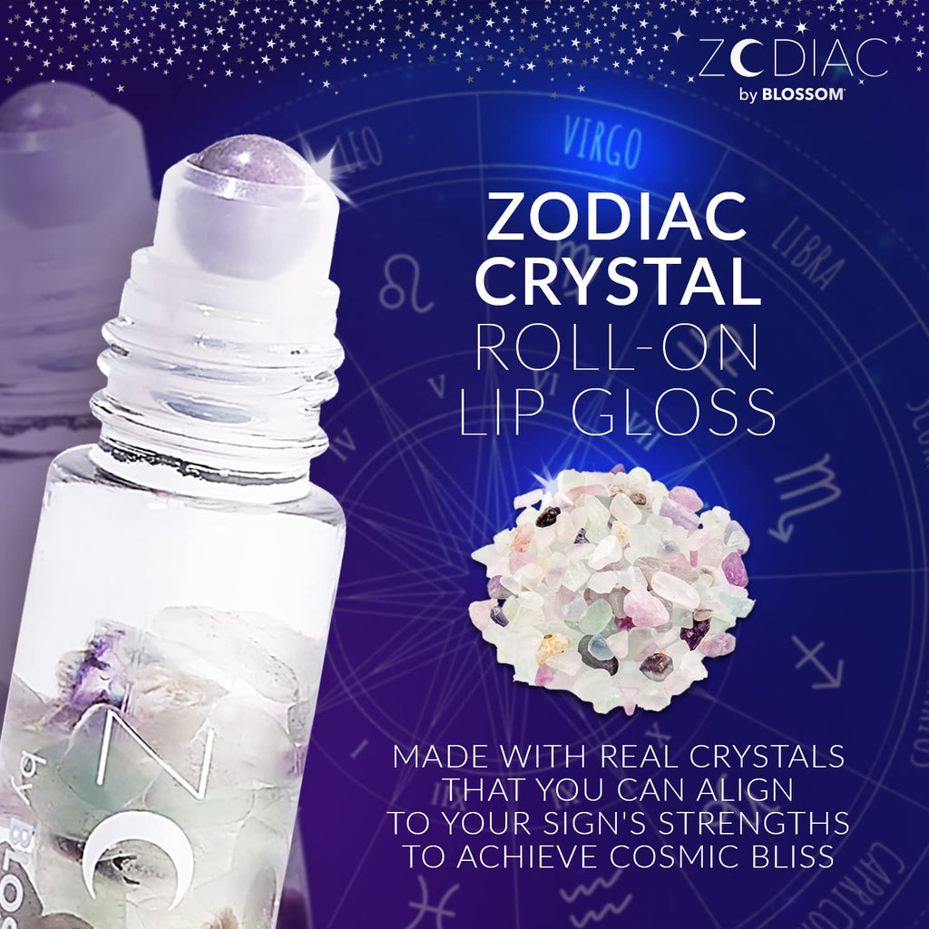 Lip Gloss Zodiac Sign Vanilla Scented Roll-On Lip Gloss, Moisturizing + Hydrating with Zodiac Crystals, Made in USA, 0.20Oz, Virgo
