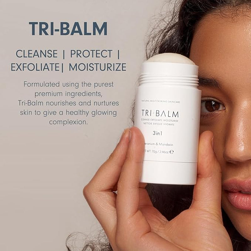 | Tri-Balm Stick 3 in 1 Facial Balm 20G | Facial Cleanser, Facial Exfoliant, & Facial Moisturize | All Natural Skin Care (0.7 Oz)