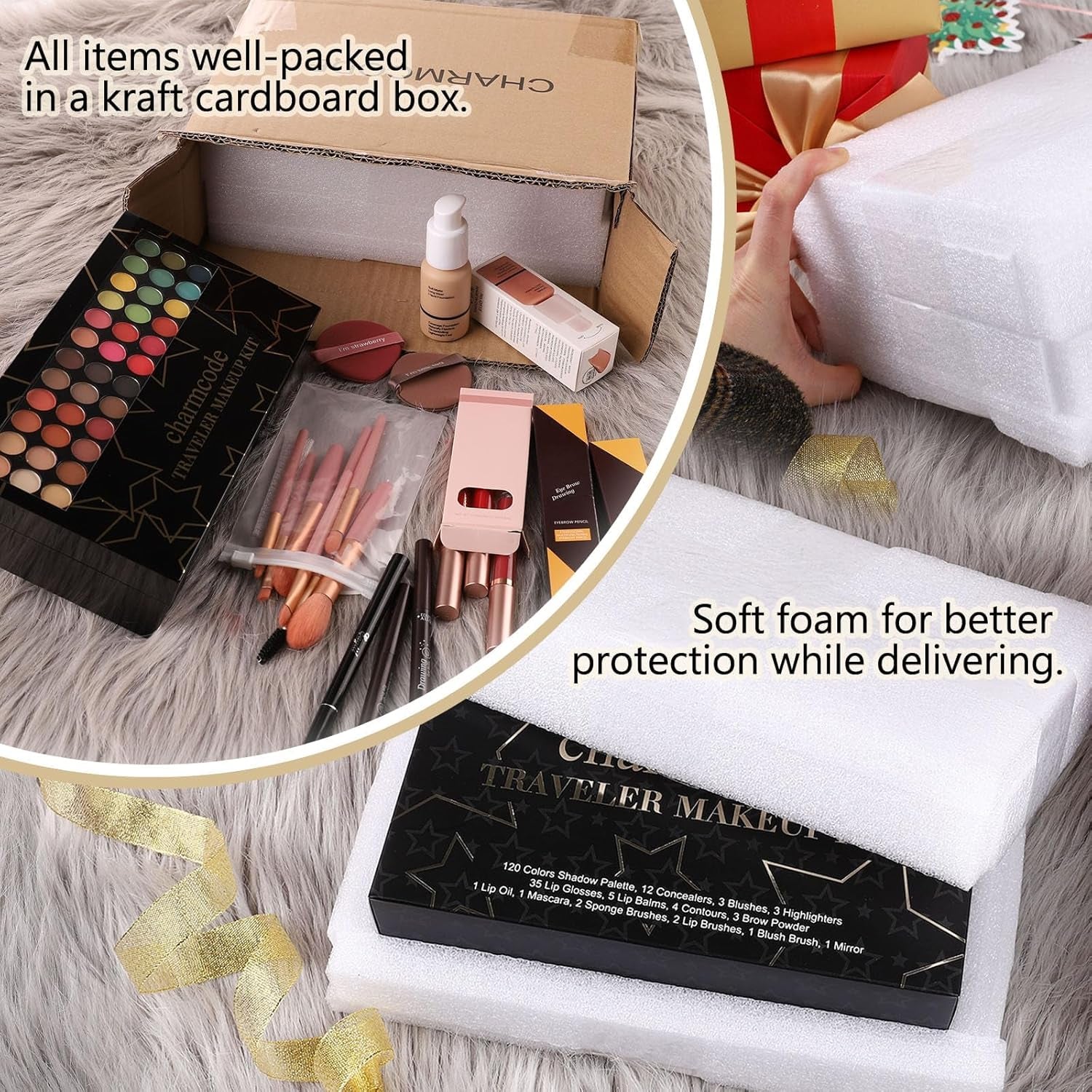 Professional Big Makeup Kit for Teens Girls & Women Full Kit, Beauty Case with Beginner Cosmetics Sets, All-In-One Make up Gift Box with Lipgloss, Eyeshadow,Blush,Highlight,Brow&Liner Pens,Brush,Etc