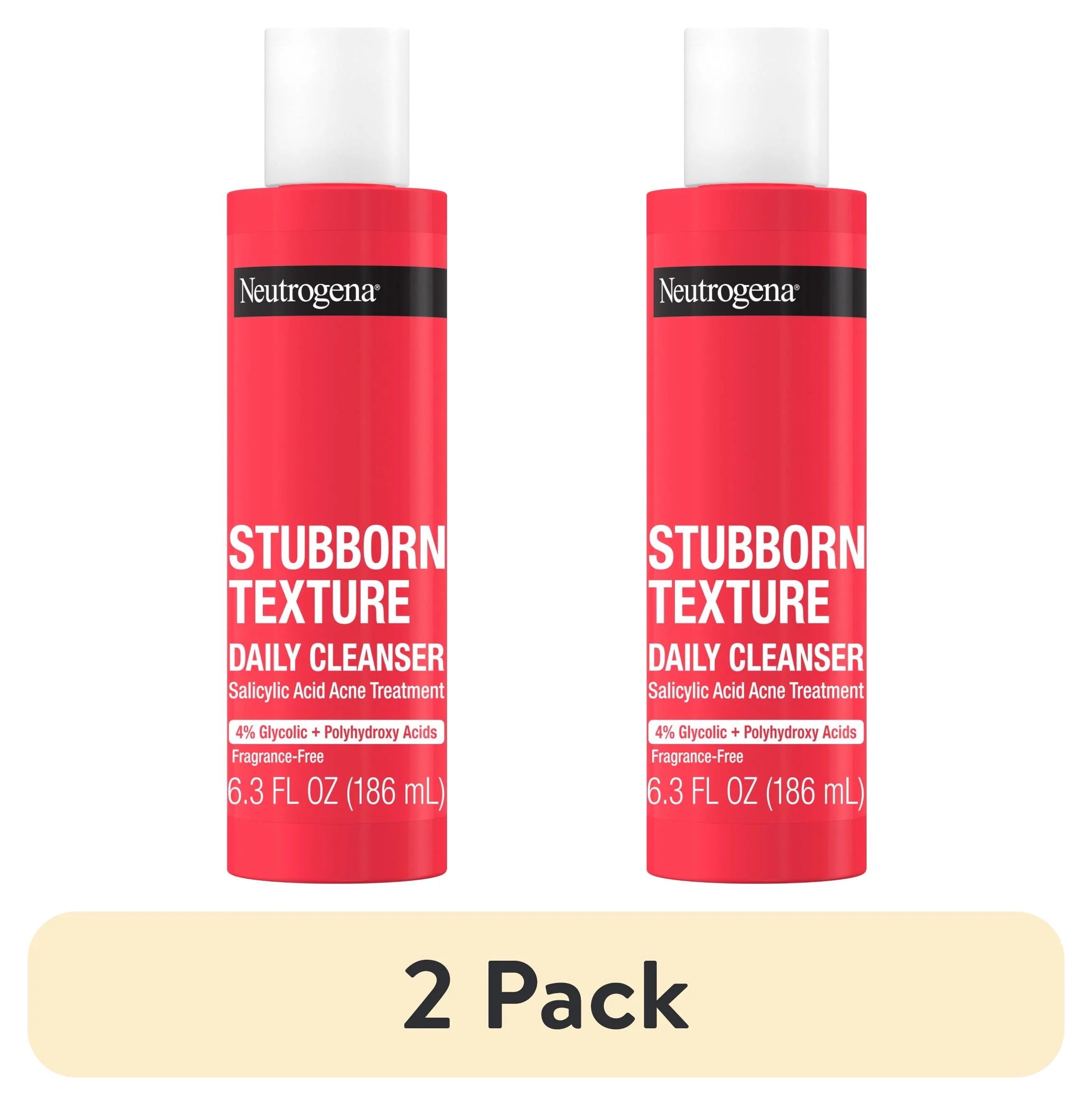 Neutrogena Stubborn Texture Daily Acne Facial Cleanser, 6.3 Fl. Oz (Set of 2)