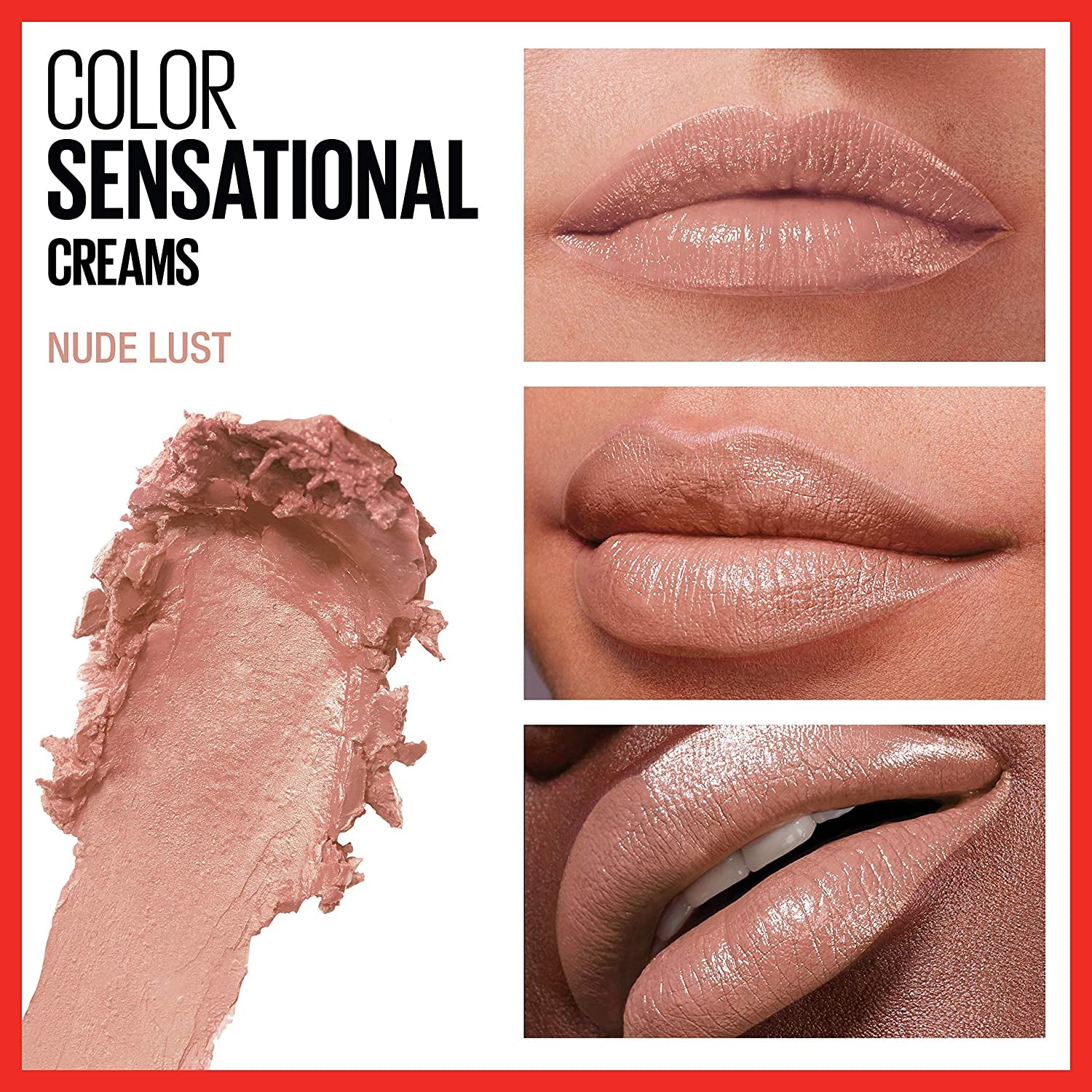 Color Sensational Lipstick, Lip Makeup, Cream Finish, Hydrating Lipstick, Nude Lust, Nude ,1 Count