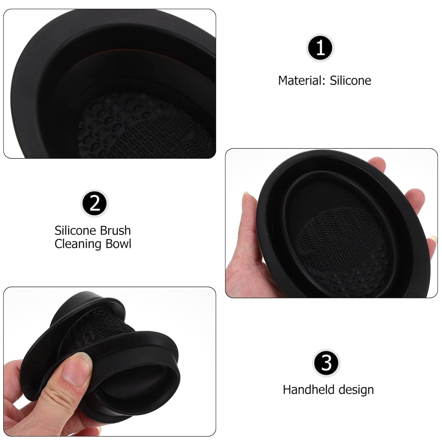 Silicone Makeup Brush Cleaning Pad and Bowl 5.78X4.33 Inch Handheld Beauty Tool Cleaner for Eyeshadow Brow Brushes and Makeup Accessories