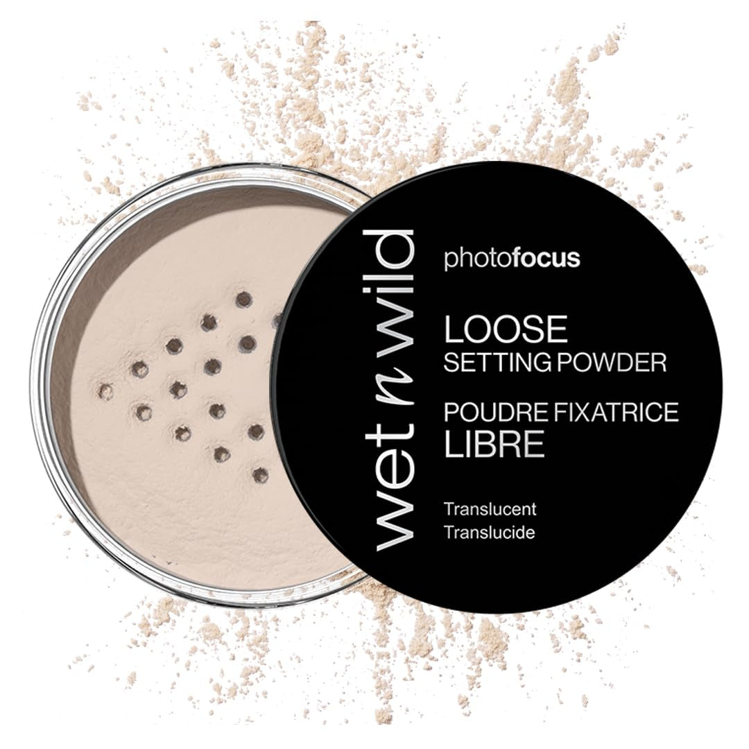 Photo Focus Loose Baking Setting Powder, Highlighter Makeup, Suitable for All Skin Tones - Off-White Translucent