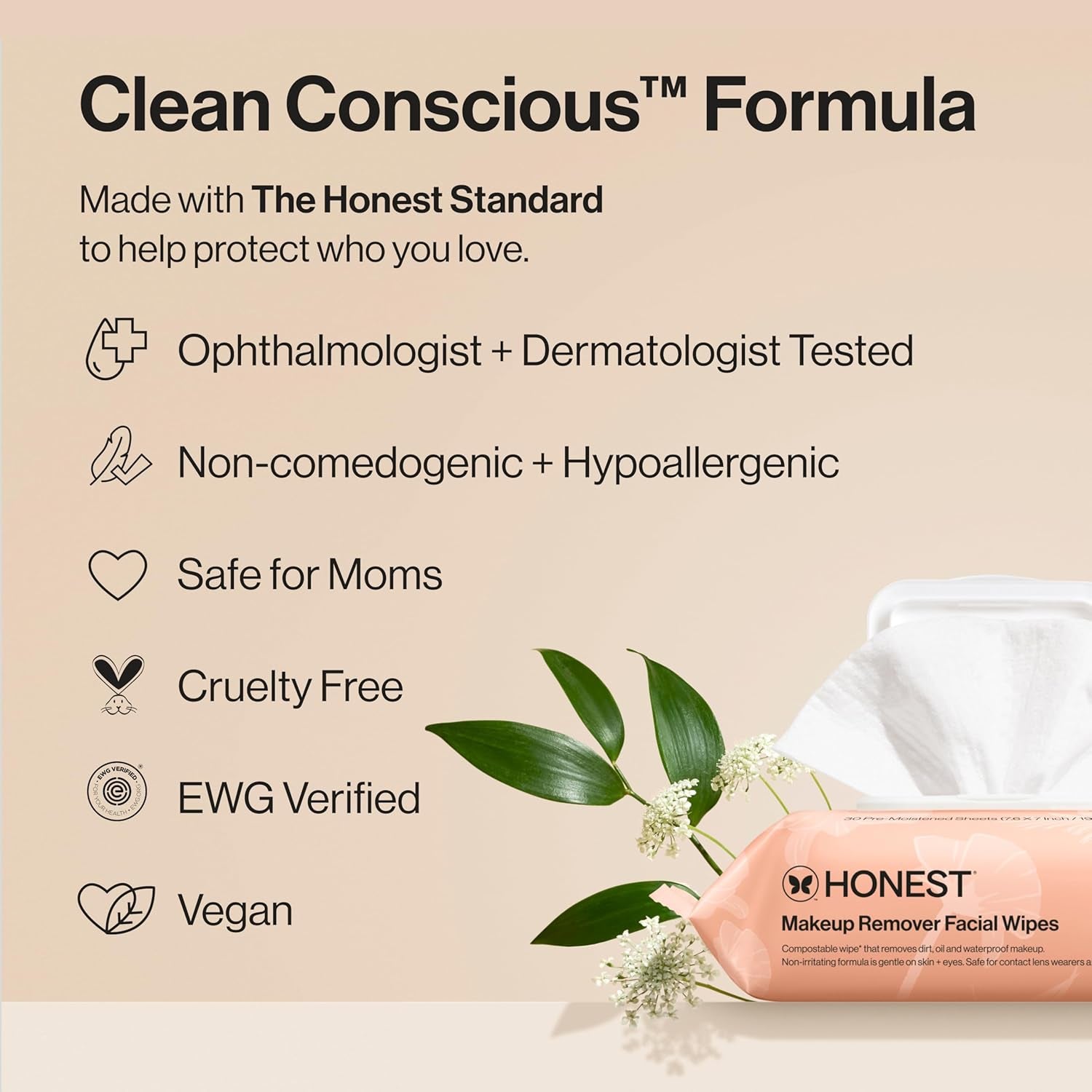 Fragrance Free Cleansing Makeup Remover Facial Wipes | Plant Based, Hypoallergenic, Gentle for Sensitive Skin | 90 Count