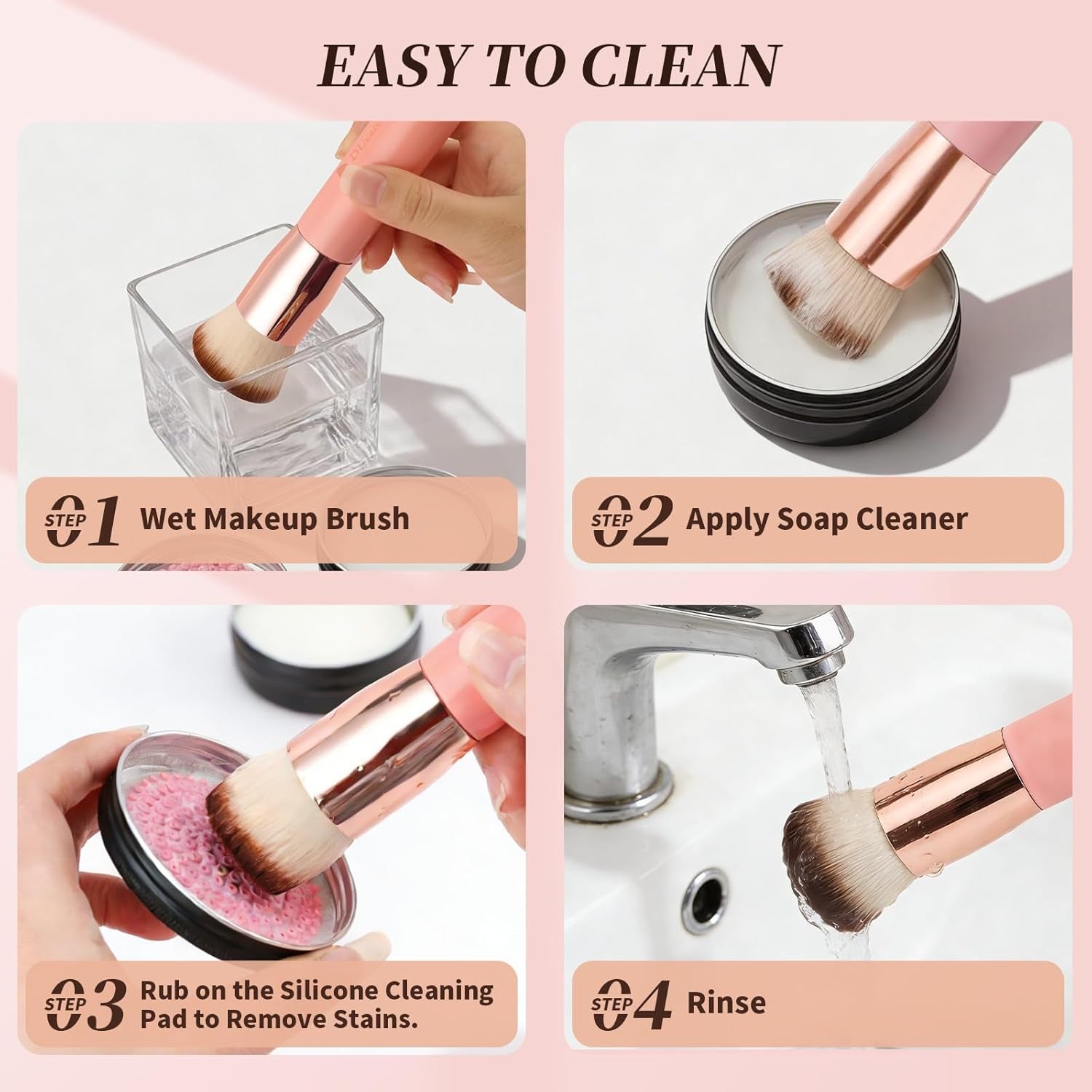 Foundation Brush for Liquid Makeup,Flat Top Kabuki Foundation Brushes - Premium Makeup Brush for Liquid, Cream, Powder,Buffing, Blending,Pink