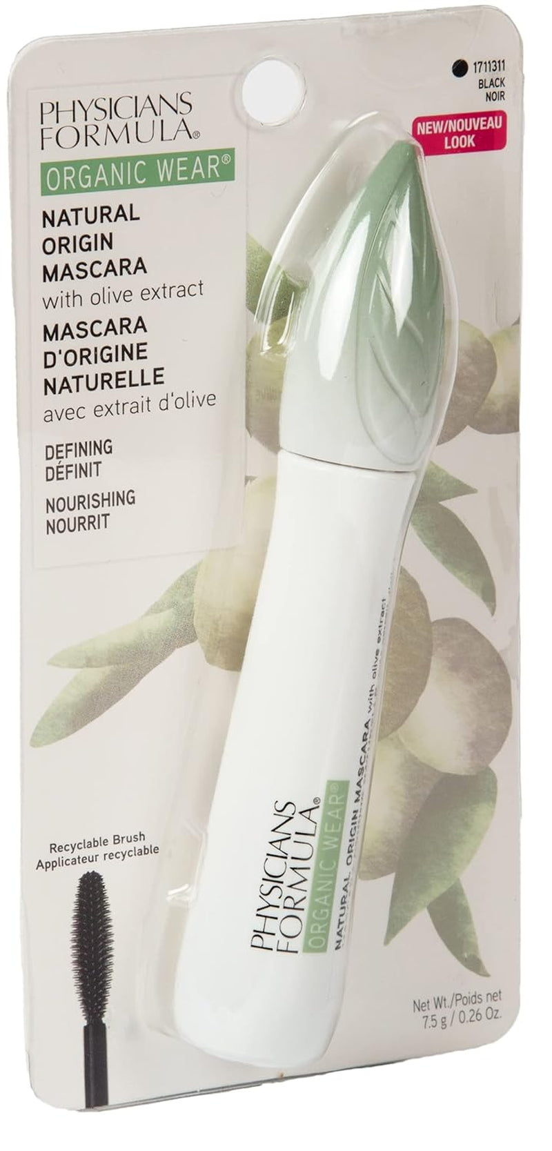 Organic Wear Lash-Boosting All Natural Mascara, Lifts, Lengthens, for Sensitive Eyes, Dermatologist Tested - Natural Origin Black
