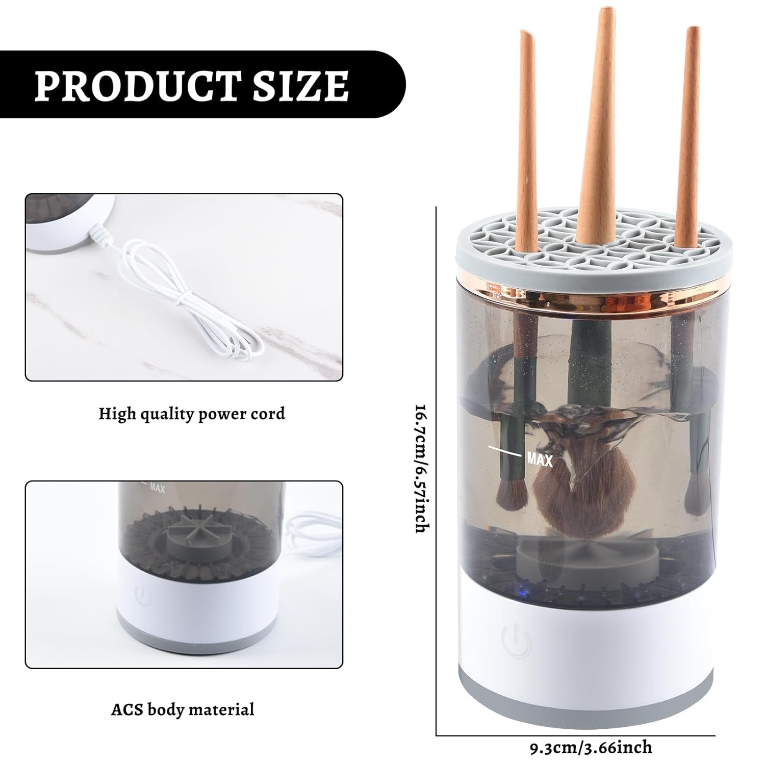 Electric Makeup Brush Cleaner, Makeup Brush Cleaner, Pro Cosmetic Brush Cleaner, Automatic Spinning Makeup Brush Cleaner, Beauty Blender Cleaner Fit for All Size Makeup Brush